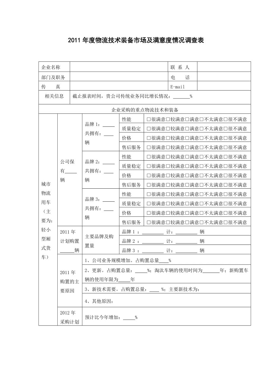 物流技术装备市场及满意度情况调查报告